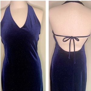 Navy blueVelvet Halter Prom/formal/Wedding Gown